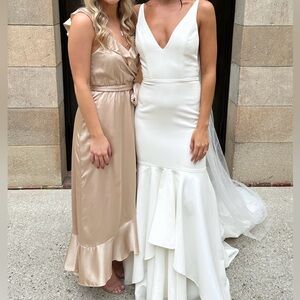 Show Me Your Mumu Samantha Ruffle Wrap Dress - Size XXS - Champagne Luxe Satin